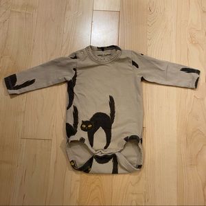 Mini rodini scared cat longsleeve onesie